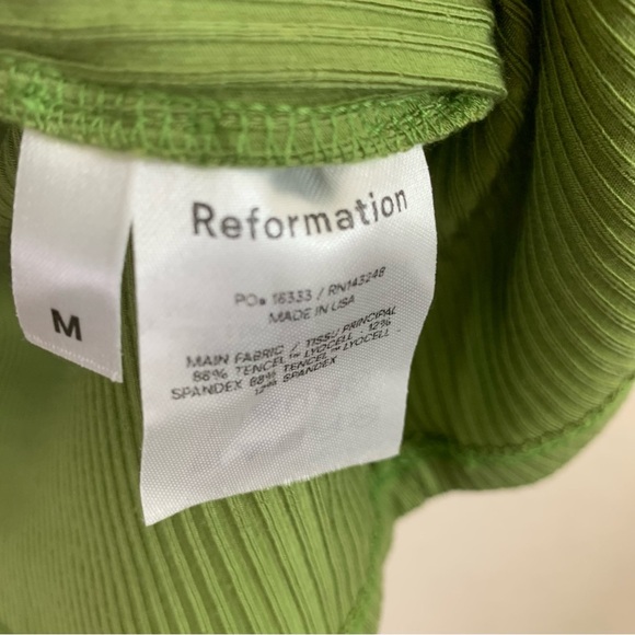 Reformation jean kendy knit dress short sleeve ribbed green M - Picture 4 of 5